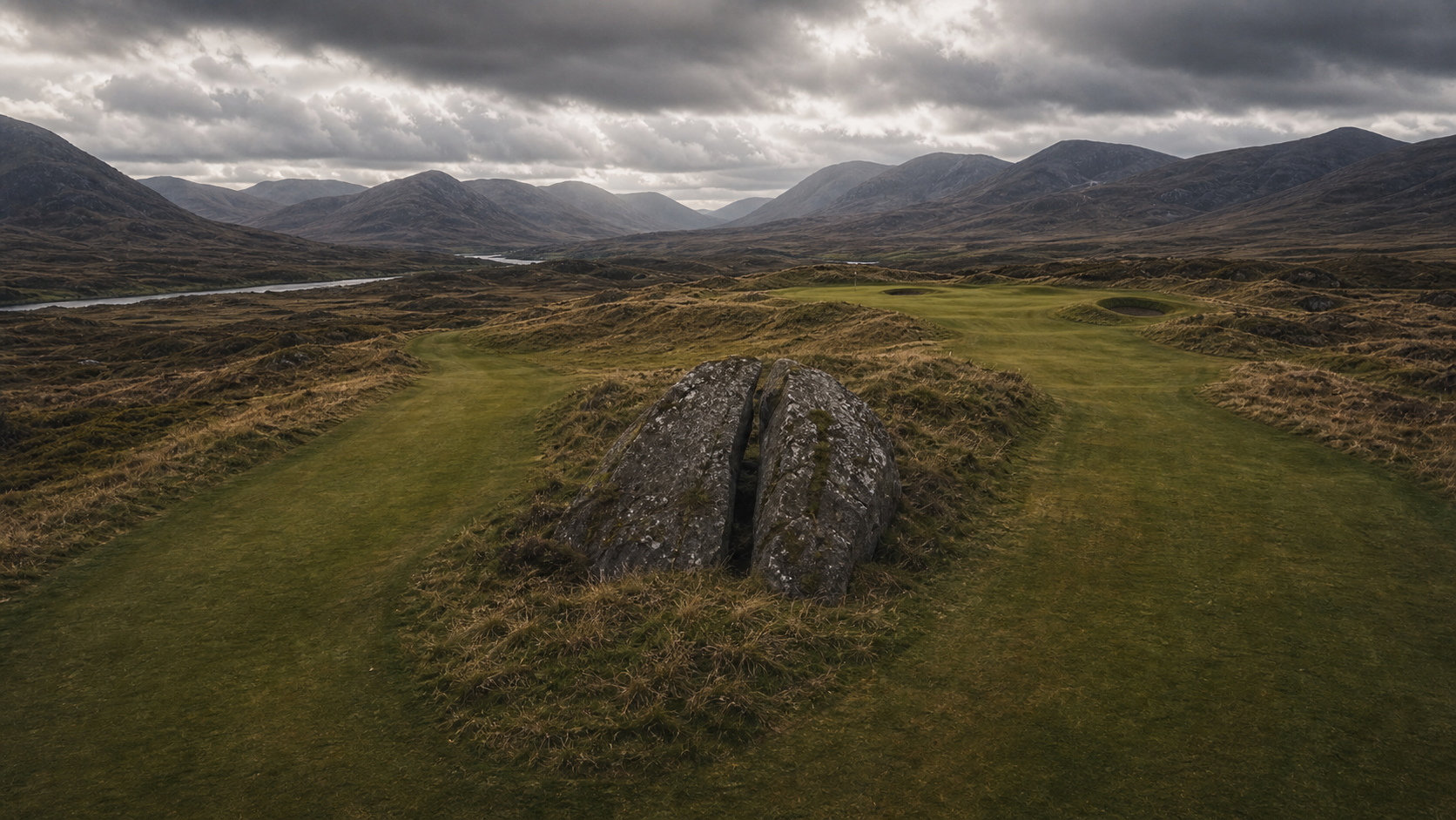 Draft image for Hole 13, The Split Stone.